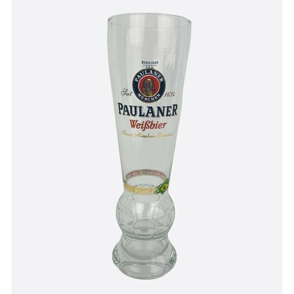 2002 World Cup Brazil Paulaner Weifbier Glass Weizen Pilsner Beer FIFA Soccer - Picture 1 of 6
